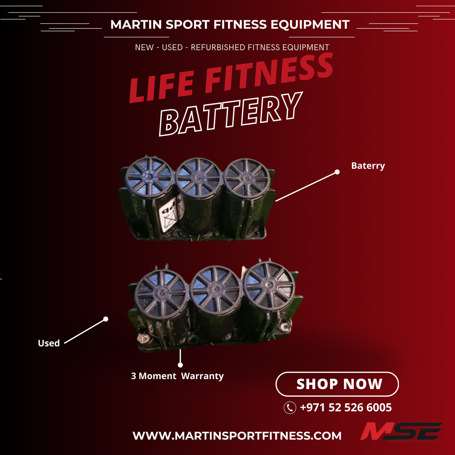 Replacement Rechargeable Battery – For Life Fitness Bikes, Cross Trainers, Steppers