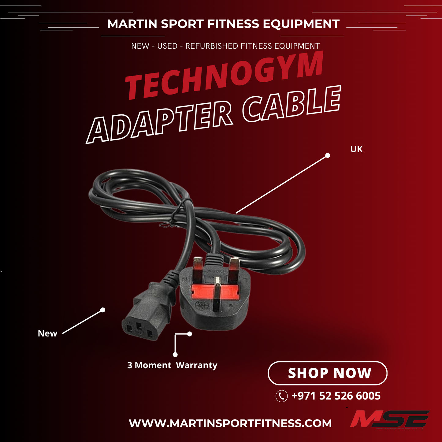 Technogym AC Adapter Power Cable